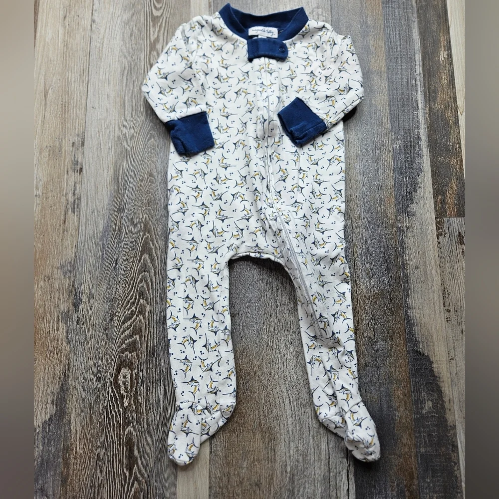 Magnolia Baby 6 Months Zippy Footie Sword Fish Pattern - Picture 1 of 3